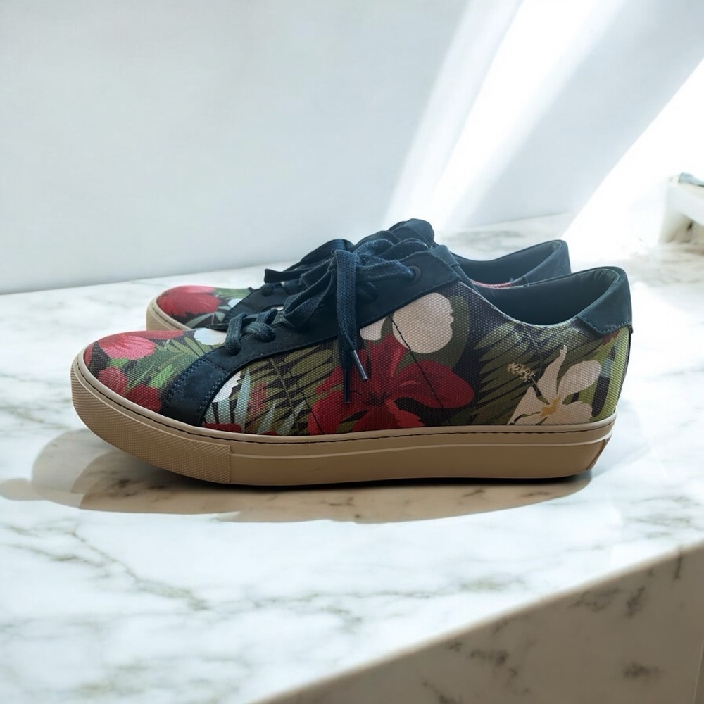 Greats Brooklyn Blue and Red Floral Sneakers